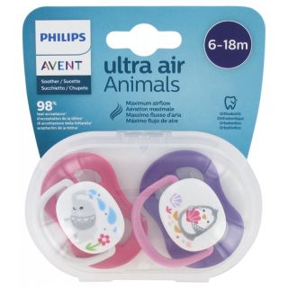 AVENT ULTRA AIR ANIMALS SUCETTE ORTHODONTIQUE 6-18M