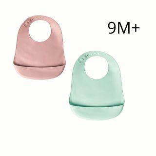 Bavoir 9M+ En Silicone Avec Poche - Yummy -Vert