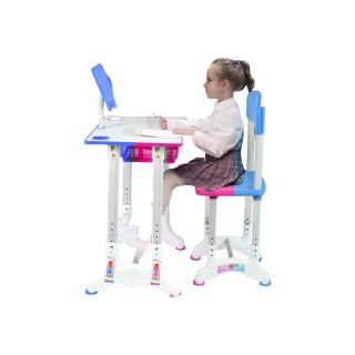 Bureau Avec Chaise Ajustable-Bleu