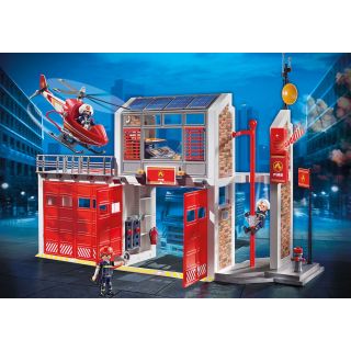 Caserne de pompiers avec hélicoptère - Playmobil