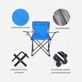Chaise Pliable avec Porte Gobelet-Bleu