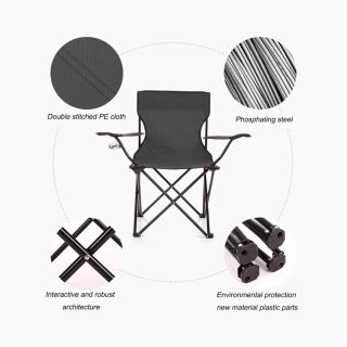 Chaise Pliable avec Porte Gobelet-Noir
