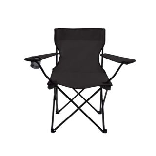 Chaise Pliable avec Porte Gobelet-Noir