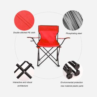 Chaise Pliable avec Porte Gobelet-Rouge