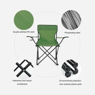 Chaise Pliable avec Porte Gobelet-Vert sombre