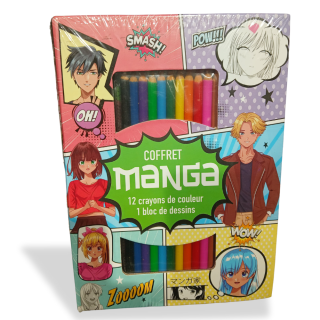 Coffret Manga + 12 Crayons De Couleur