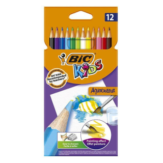 CRAYONS COULEURES AQUARELLES 12 PC LONGUE  BIC - Aquacouleur