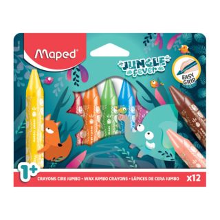 Crayon cires jumbo boîte de 12 Jungle fever - Maped