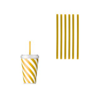 Ensemble de 25 Pailles en Papier Jetable-jaune