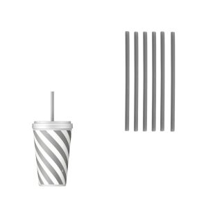 Ensemble de 25 Pailles en Papier Jetable-Gris