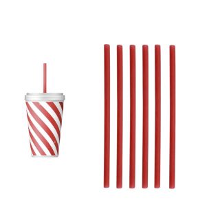 Ensemble de 25 Pailles en Papier Jetable-Rouge