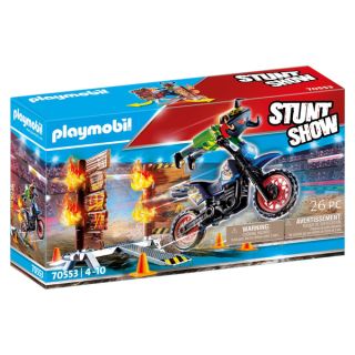  Playmobil Stuntshow Pilote moto et mur de feu