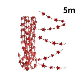 GUIRLAND METALLIQUE ETOILES 5M 3 COUL ASS-Rouge