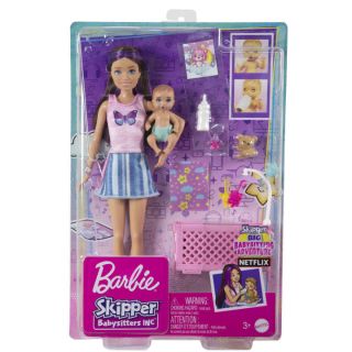 Mattel Barbie Coffret Skipper Baby-Sitter Poupée Mannequin 