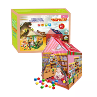Maisonnette de jeux de supermarché pour enfants, maison de jeu portable, avec 100 balles incluses
