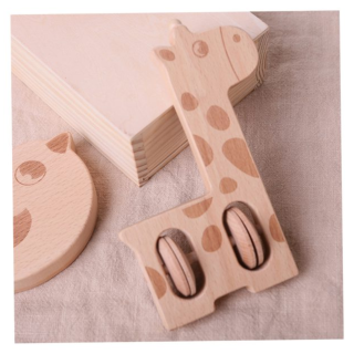 Hochet Girafe En Bois - Manchot 