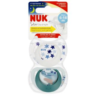 2 sucettes Star Night & Day NUK 6 - 18M