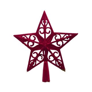 PAQUET 1 ETOILE SAPIN VELOURS BORDEAUX 20x21CM