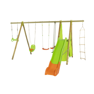 Portique Balançoire en bois poutre métal IMPALA - 8 enfants - Trigano