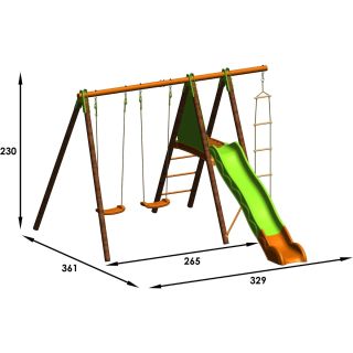 Portique Balançoire bois/métal XALTO 5 enfants - Trigano