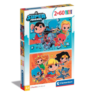 PUZZLE 2X60 PCS  Clementoni-Super Friends
