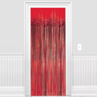 Rideau Métallisé Rouge à Franges