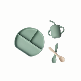 Set Repas  6M+ En Silicone - Yummy-Vert