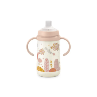 Biberon "Walk in the Park" Rose 270ml avec poignées - Suavinex