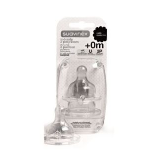 Lot de 2 tétines bout rond silicone 3 vitesses - SUAVINEX