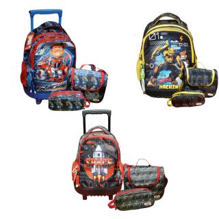 Trio : Trolley 16" 3Poches+Sac à Gouter +Trousse Garçon + Porte Clé