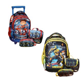 Trio : Trolley 16" 3Poches+Sac à Gouter +Trousse Garçon + Porte Clé