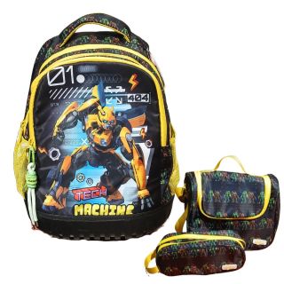 Trio : Trolley 16" 3Poches+Sac à Gouter +Trousse Garçon + Porte Clé-Modèle 1